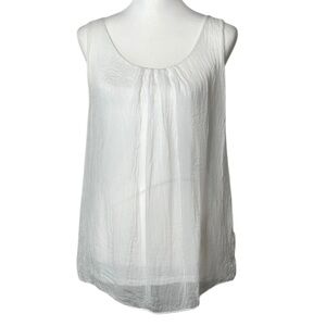 Via Signoria Made in Italy Women’s‎ Crinkled Silk Tank Top Sz S